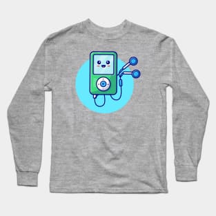 Cute Ipod With Earphone Cartoon Vector Icon Illustration Long Sleeve T-Shirt